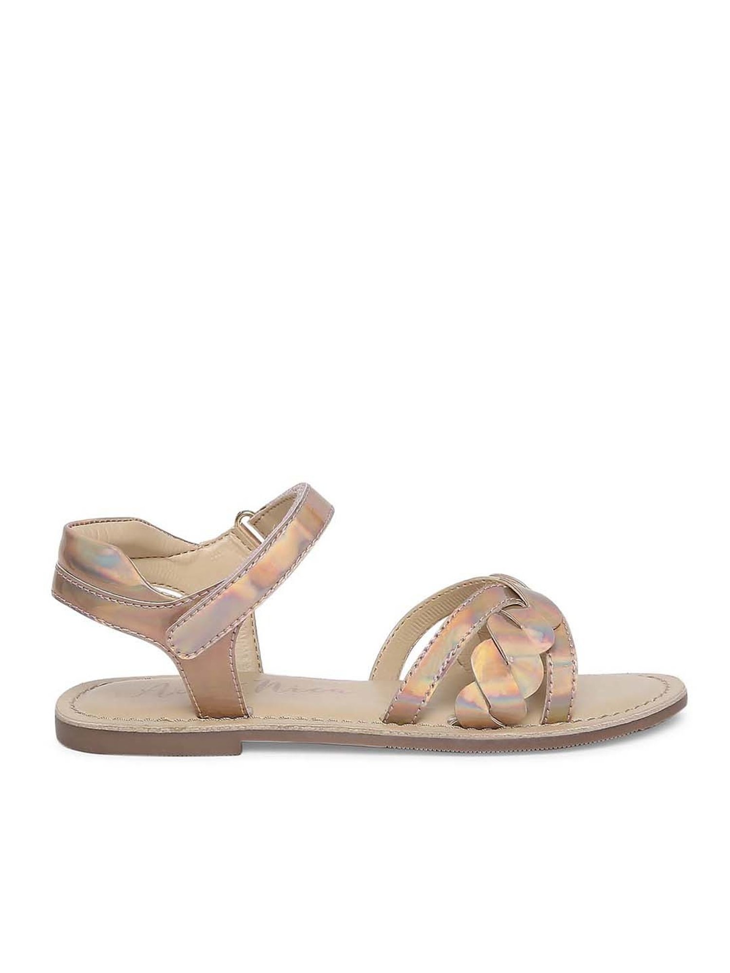Aria Nica Kids PARTY Rose Gold Cross Strap Sandals