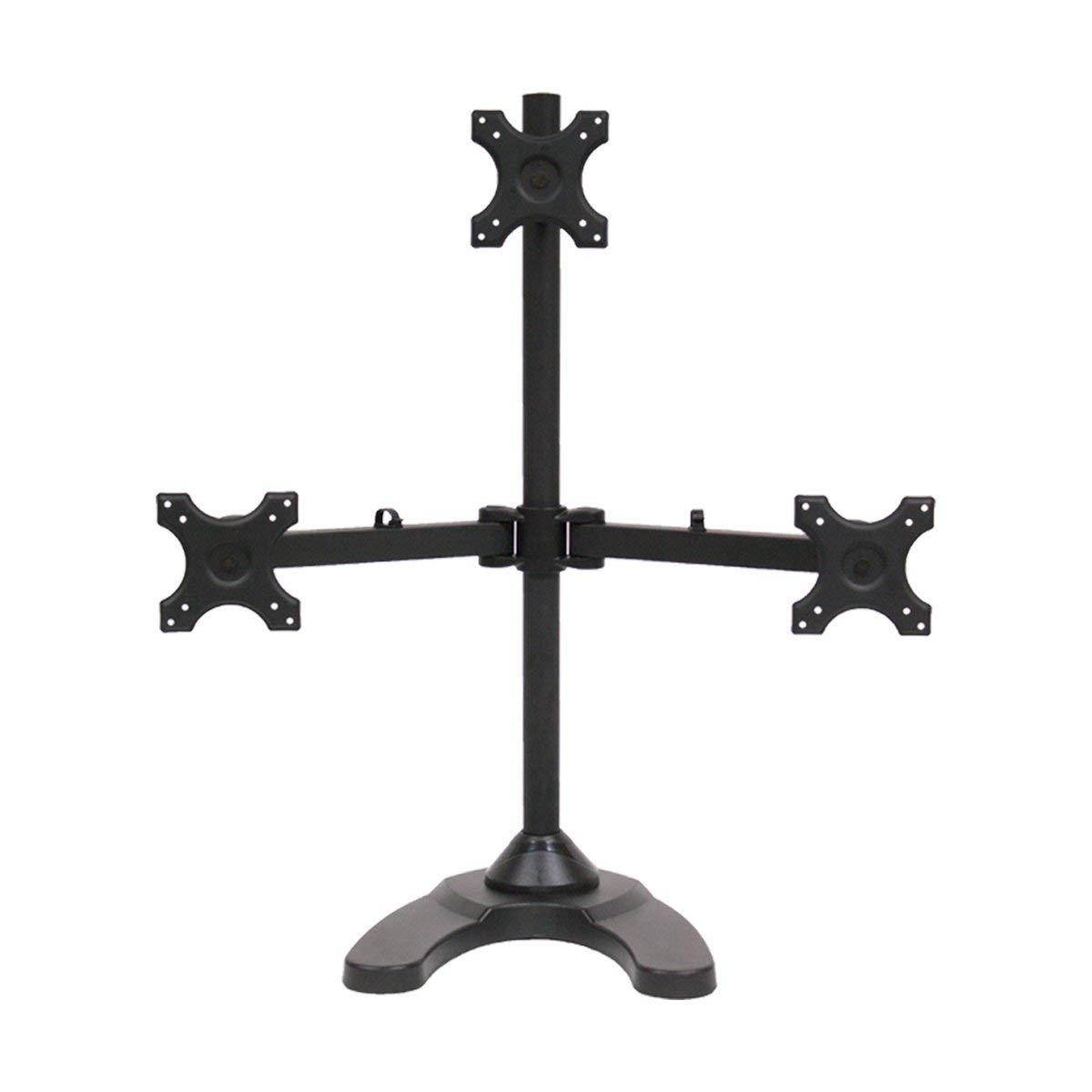 NavePoint Triple LCD Monitor Desk Stand/Mount Free Standing Adjustable 3 Screens upto 24-Inches Black