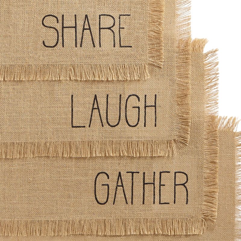 Farmhouse Living Sentiments Burlap Placemats, Set of 4 - 13" x 19" - Natural - Elrene Home Fashions