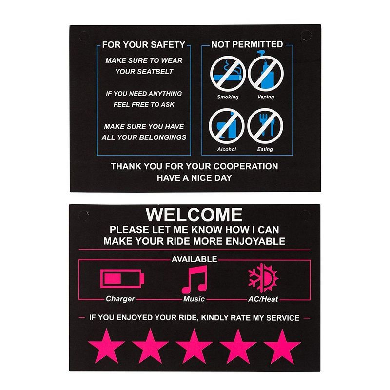 Best Paper Greetings 2 Pack Hanging Rideshare Sign, Accessories for Car Headrest  (4 x 6 In)