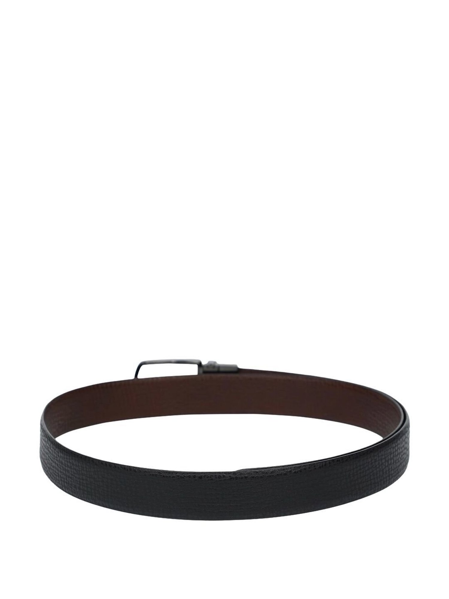 BELWABA Black Textured Formal Leather Belt for Men