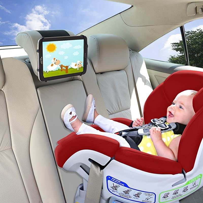 Car Mount  Universal Car Headrest Mount Holder with Silicon Holding Net Compatible with Both 4.5-6 Inch Phones and 7-10.5 Inch Tablets