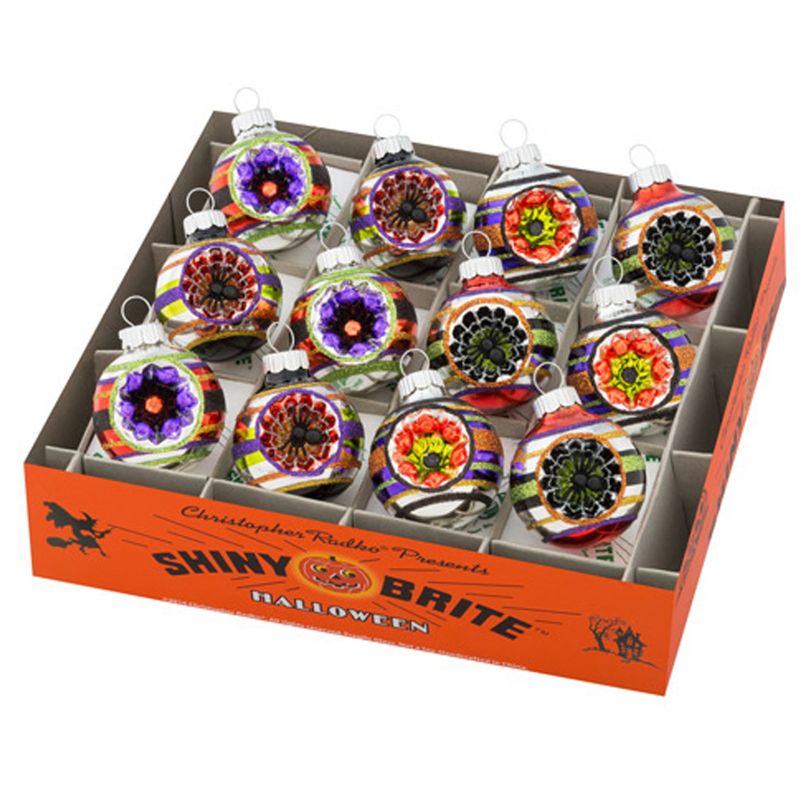 Shiny Brite 2.0" Halloween Decorated Rounds Ornament Spiders Reflectors  -  Ornament Sets