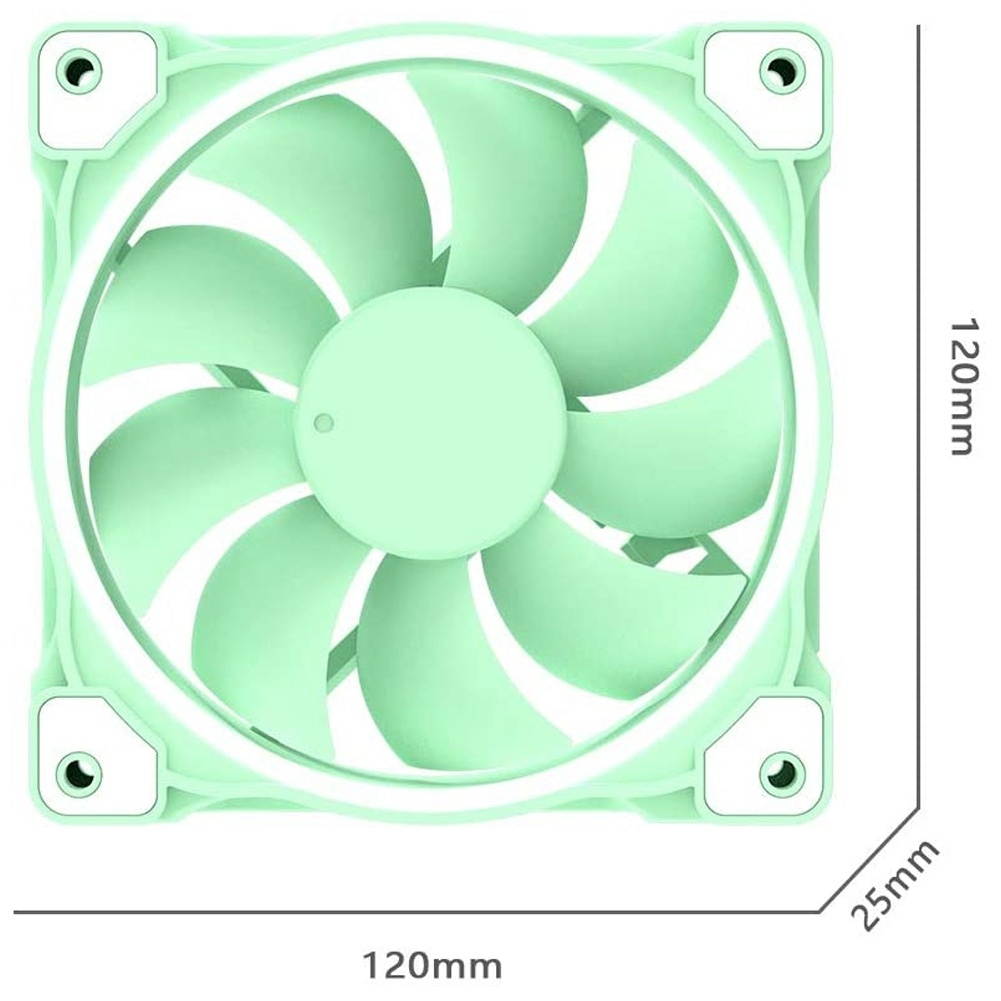 ID-COOLING ZF-12025 Pastel 120mm Case Fan White LED PWM Fan for PC Case/CPU Cooler (Green)