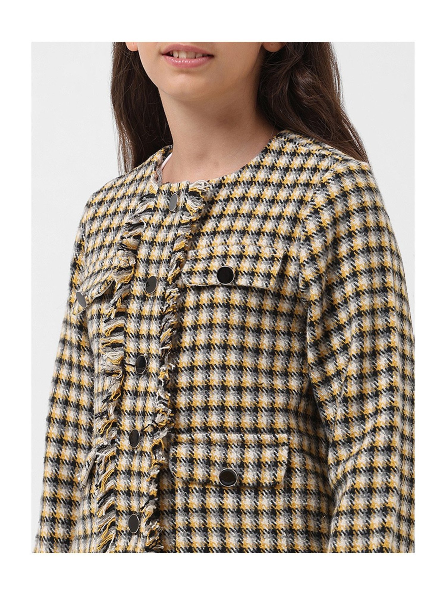 VERO MODA GIRL Multicolor Checks Full Sleeves Jacket