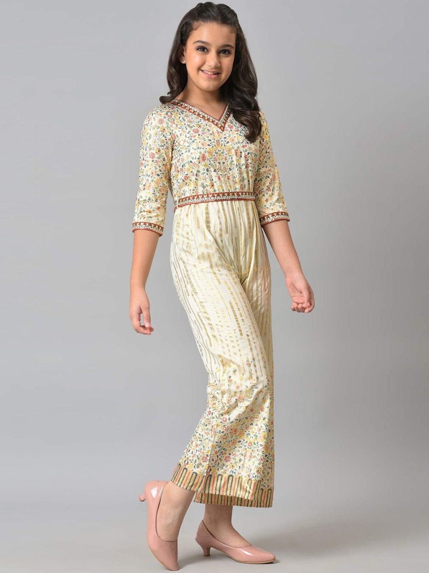 Aurelia Kids Multicolor Floral Print Jumpsuit