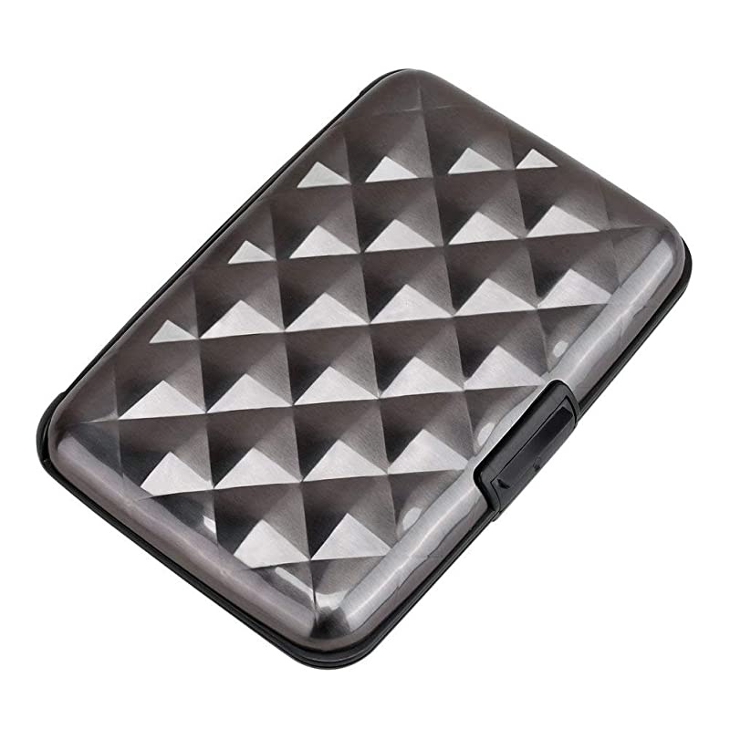 RFID Blocking Credit Card Protector Aluminum ID Case Hard Shell Business Card Holders Metal Wallet for Men or Women (Aluminum, Grey-L)