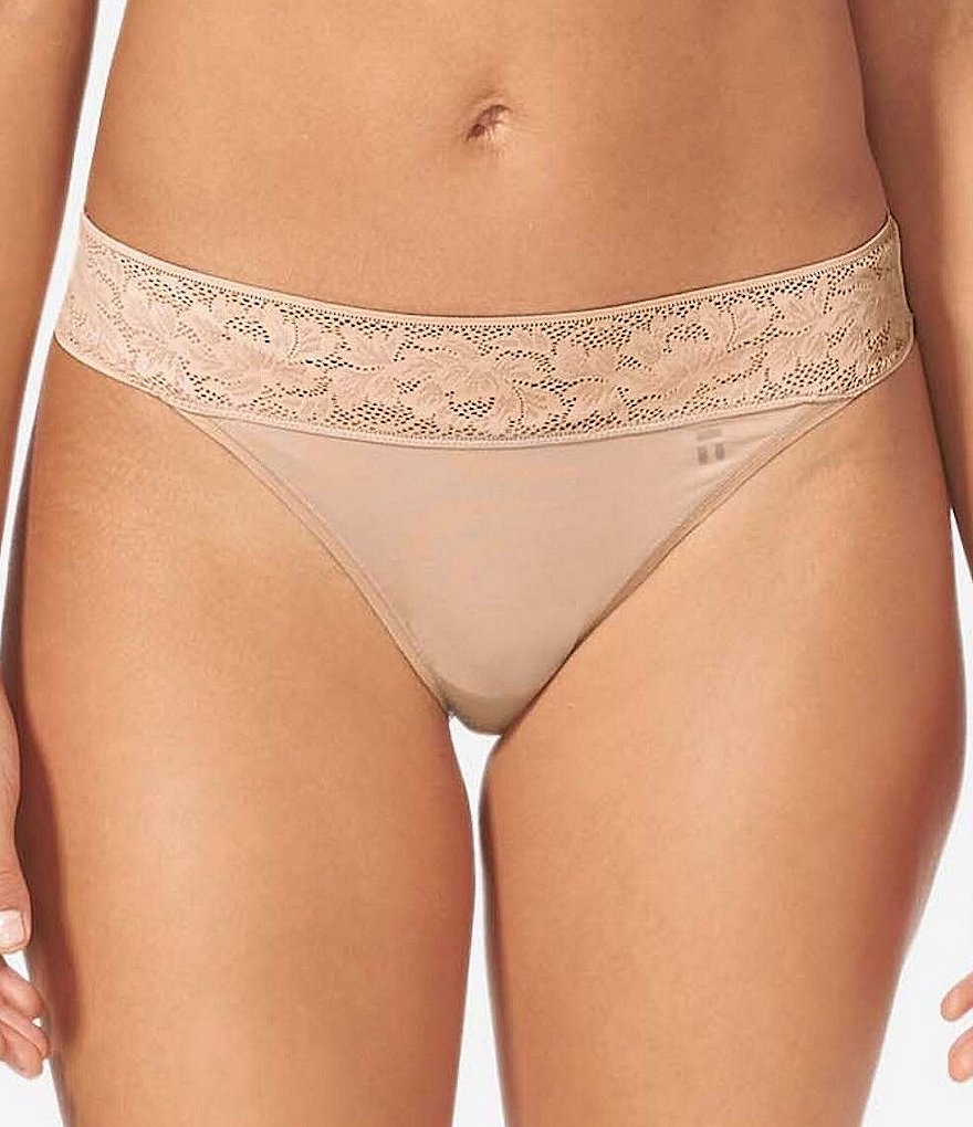 Tommy John Women's Lace Waist Second Skin Thong Panty