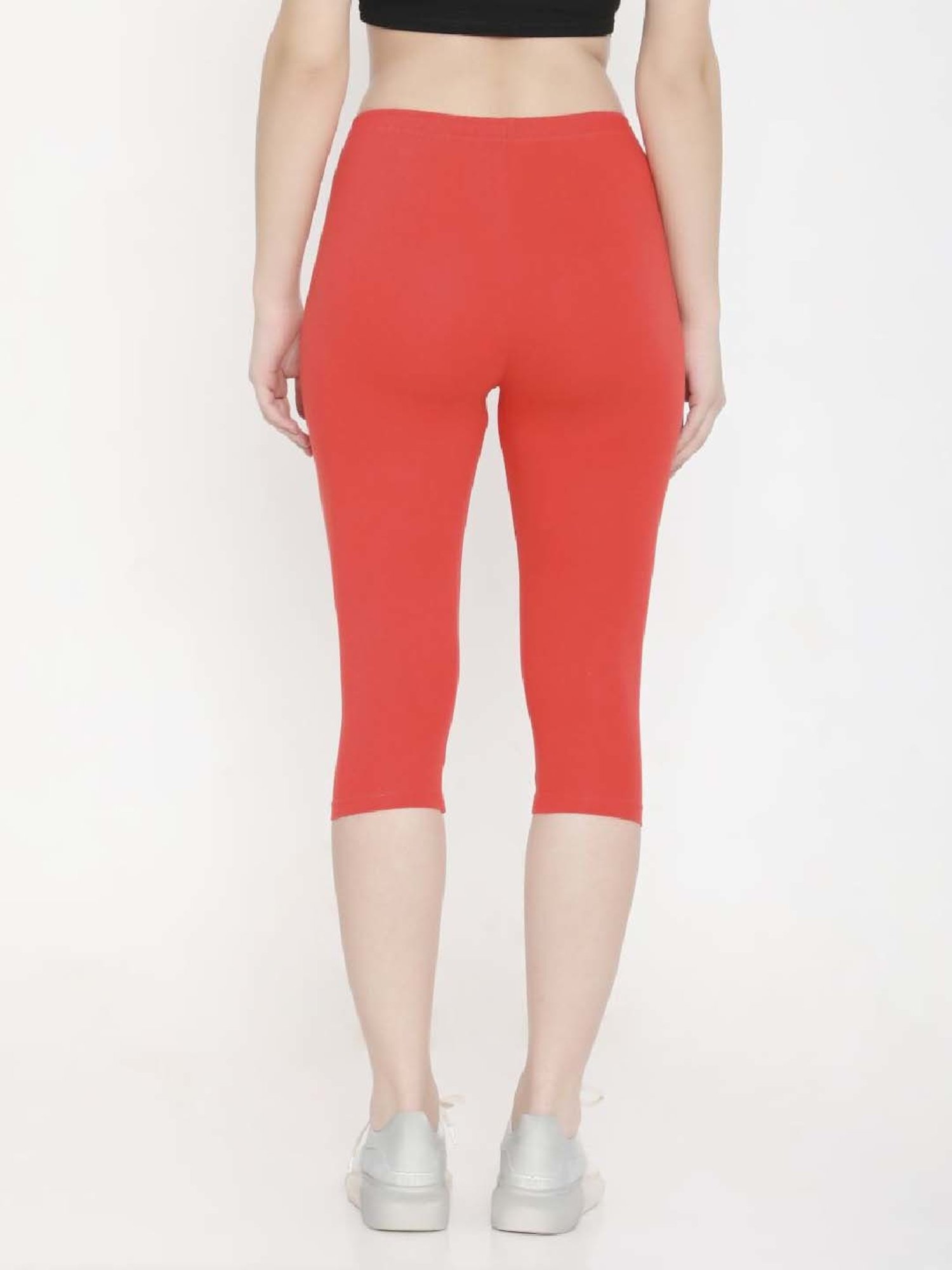 FEELINGS Orange Cotton Plain Capris