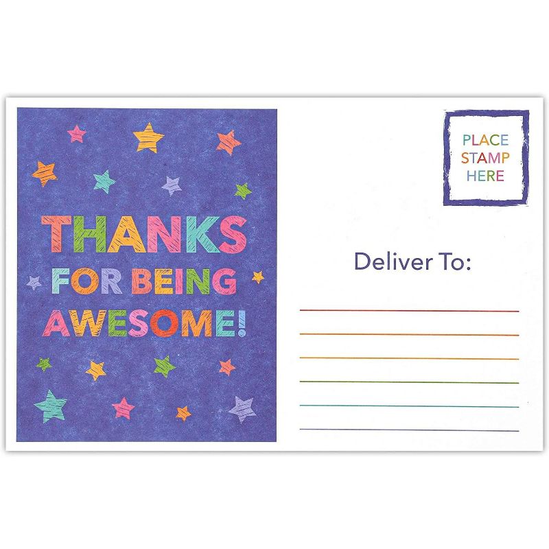 100-Pack Student Motivational Teachers Postcards, Thanks for Being Awesome to Brighten Kids, 4x6