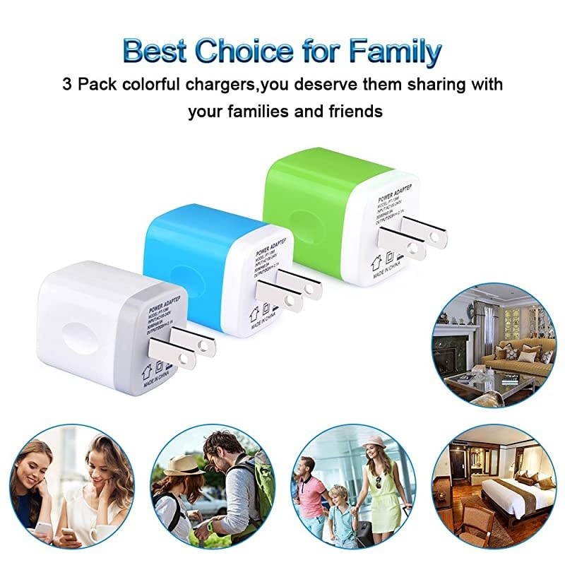 Wall Charger Charger Plug Charging Block Cube Charger Block Box 5V21A Universal Power Adapter Brick Base Compatible for Phone X876 Plus iPad Samsung Galaxy S9S8Note 9 LG ZTE HTC