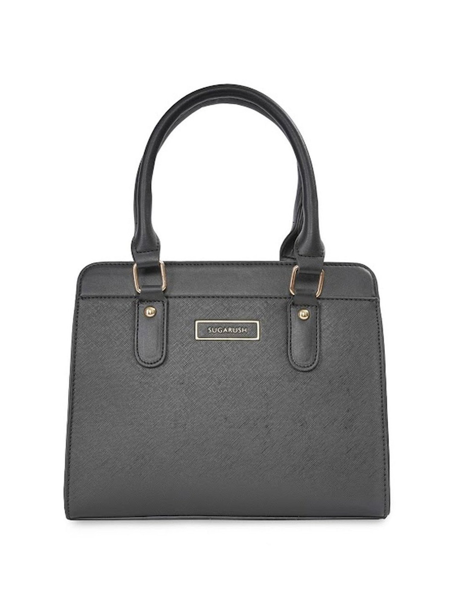 Sugarush Elijaha Black PU Solid Handbag