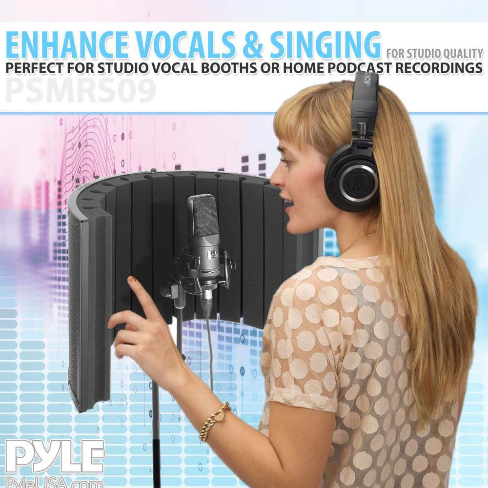 Pyle Noise Absorbing Isolation Acoustic Panel Shield Vocal Studio Booth (2 Pack)