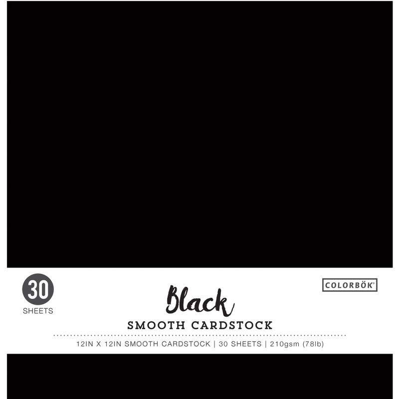 Colorbok 78lb Smooth Cardstock 12"X12" 30/Pkg-Black