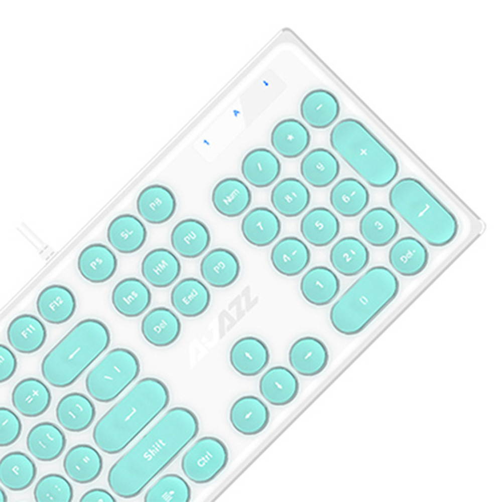 Wired Keyboard Retro Punk Round Keycap Mute White Backlit Ergonomic Slim Keyboard for Office Gamers Programmers Typists Laptop Computer