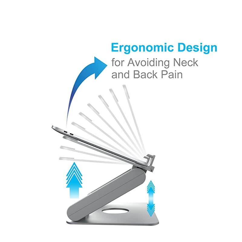 Aluminum Tablet Stand  Ergonomic Foldable Height Adjustable Tablet Riser for Desk Compatible with Apple iPad Series Samsung Pad Microsoft Pad and All Tablets Laptop Cell Phone Silver