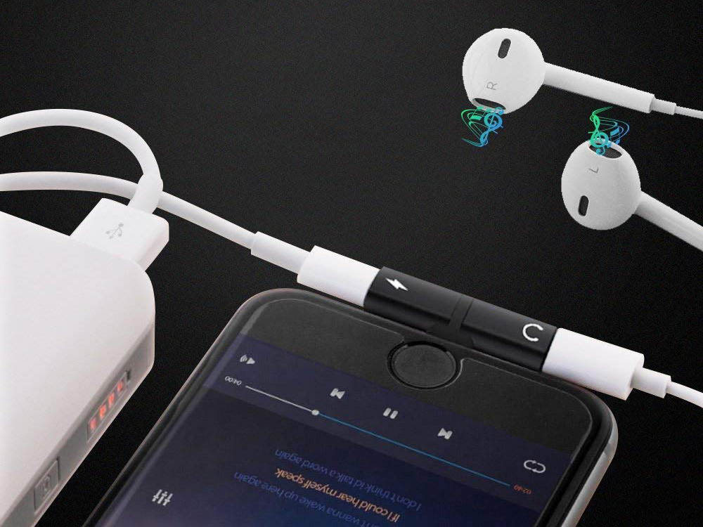 (3 Pack) Lightning Splitter Adapter for iPhone X, iPhone 8/8 Plus, iPhone 7/7 Plus, Mini Dual Lightning Headphone Audio & Charge Adapter, Support Calling Function & Music Control