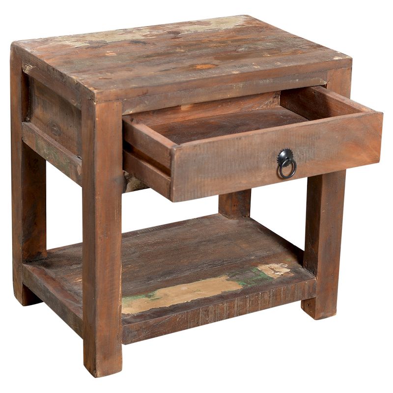 Reclaimed Wood Side Table and Drawer Natural - Timbergirl