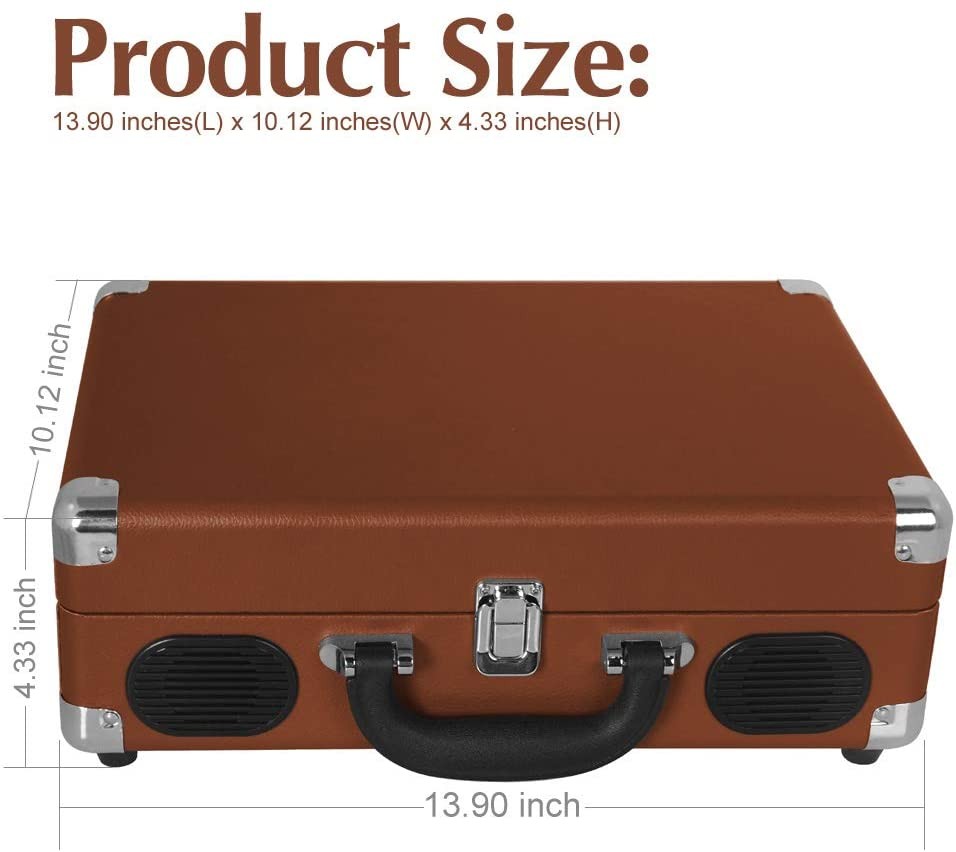 LP&No.1 Portable Suitcase Turntable with Stereo Speaker,3 Speeds Belt-Drive Vinyl Record Player Blue