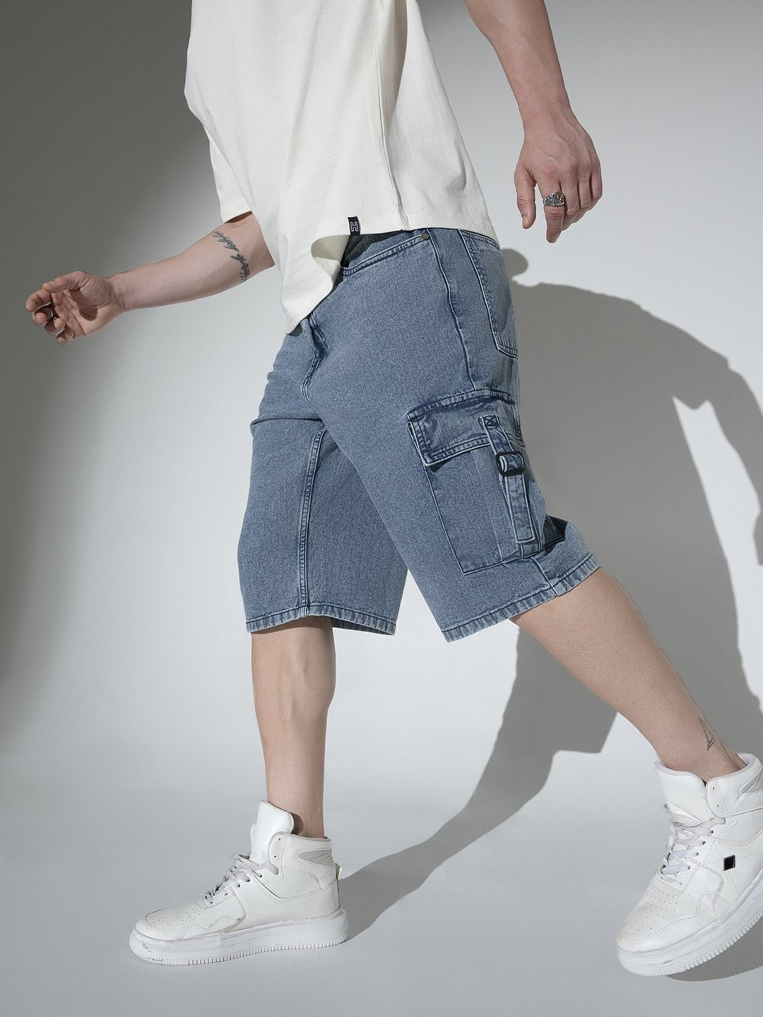 Hubberholme Blue Loose Fit Cargo Shorts
