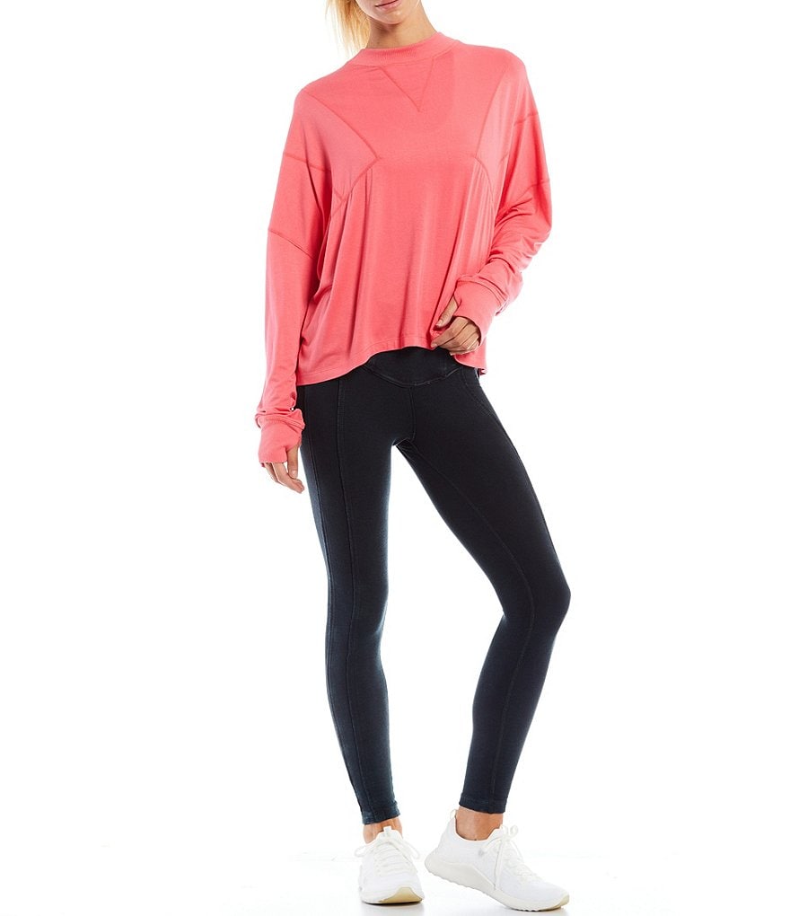 Free People FP Movement Runner Up Crew Neck Long Sleeve Layer Top