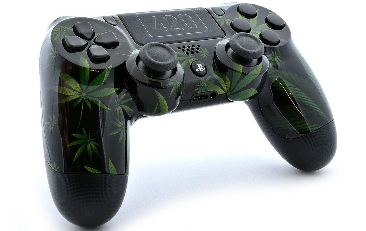 "420 Black" Ps4 PRO Custom UN-MODDED Controller Exclusive Unique Design with Custom Touchpad CUH-ZCT2