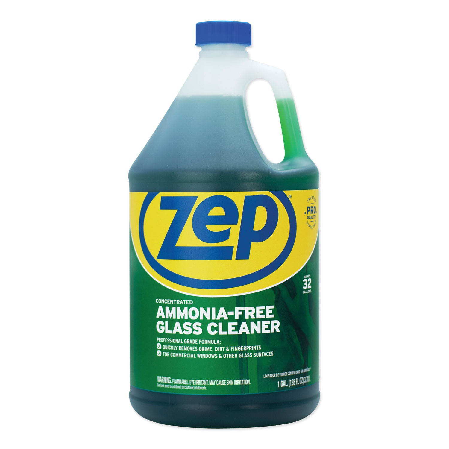 Zep Commercial ZU1052128, Ammonia-Free Glass Cleaner, Agradable Scent, 1 gal Bottle