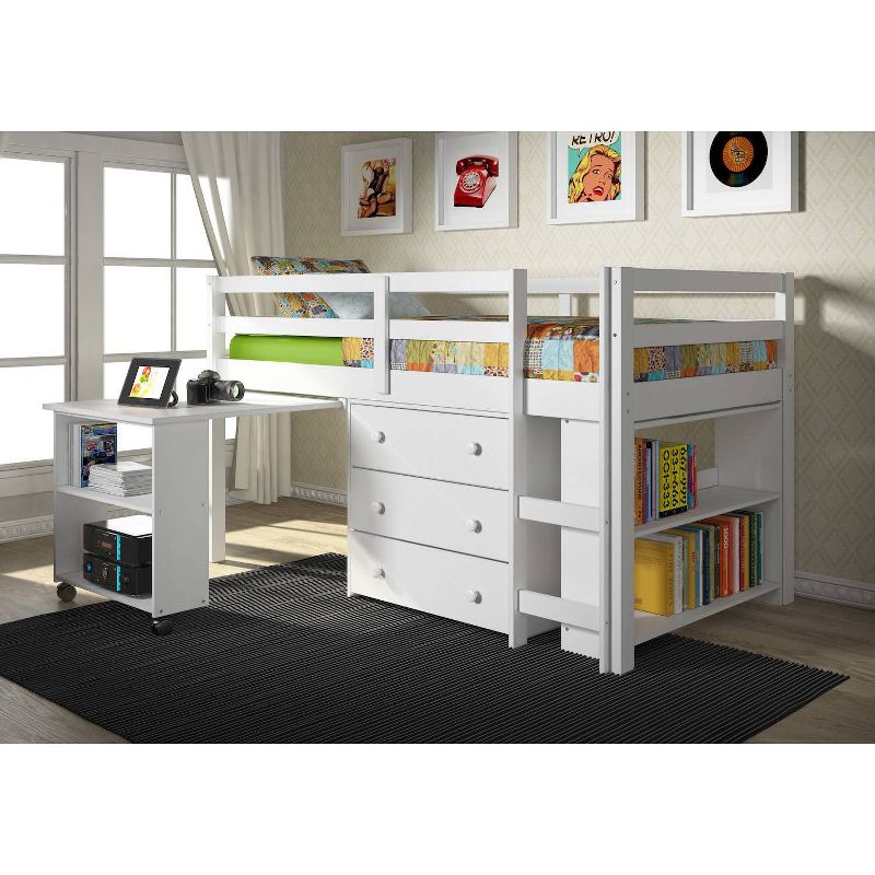Low Loft Bed White - Donco Kids