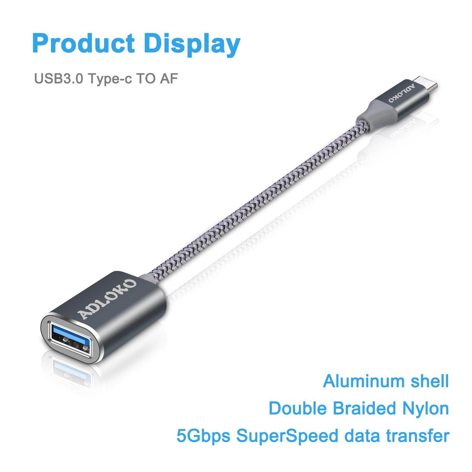 Micro Connectors 8-Inch USB 3.1 Type C to USB 3.0 Type A Female Adapter (E07-174-OTG)