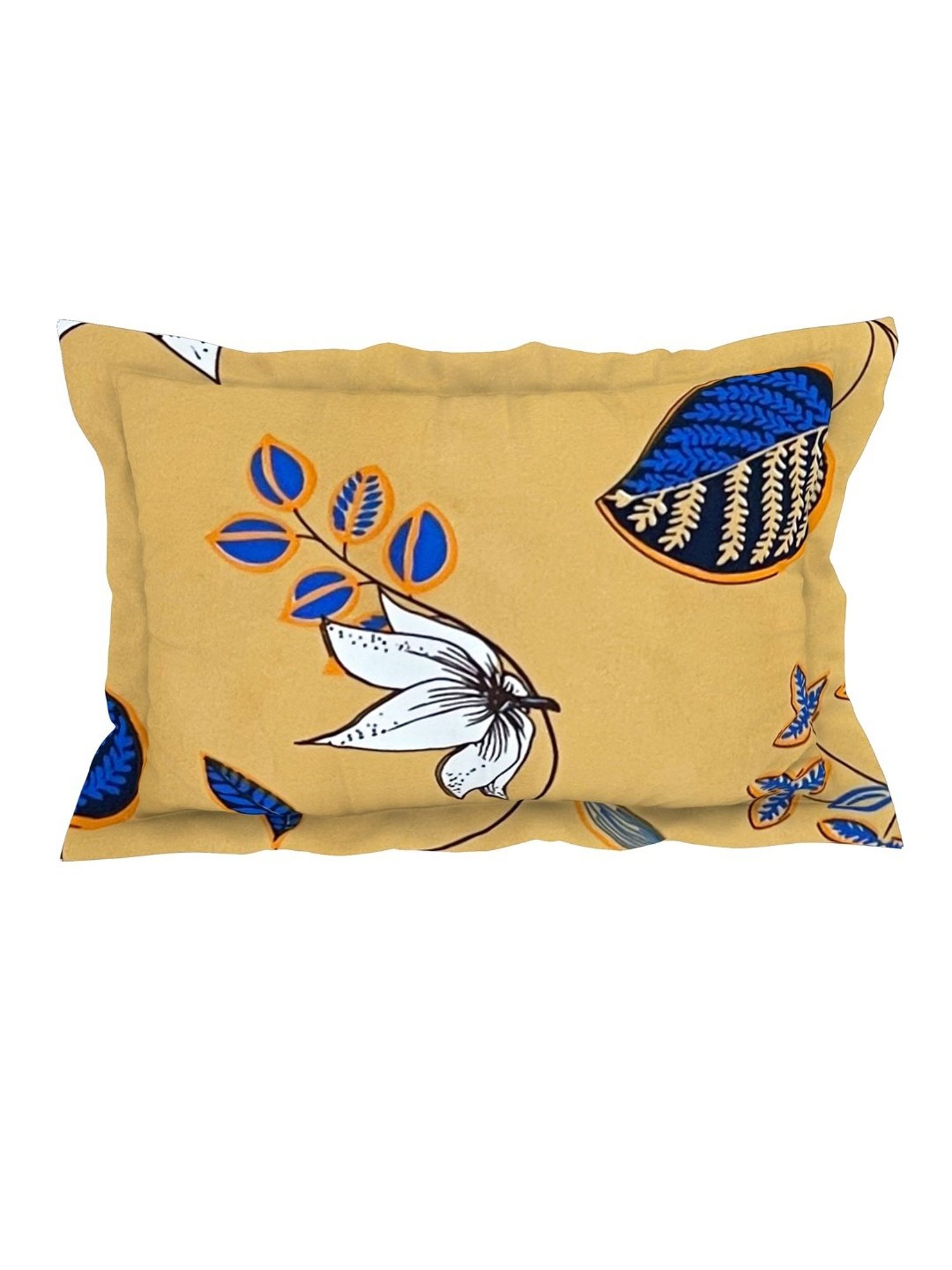 Welspun Printed Yellow Microfiber Double Bedsheet with 2 Pillow Covers