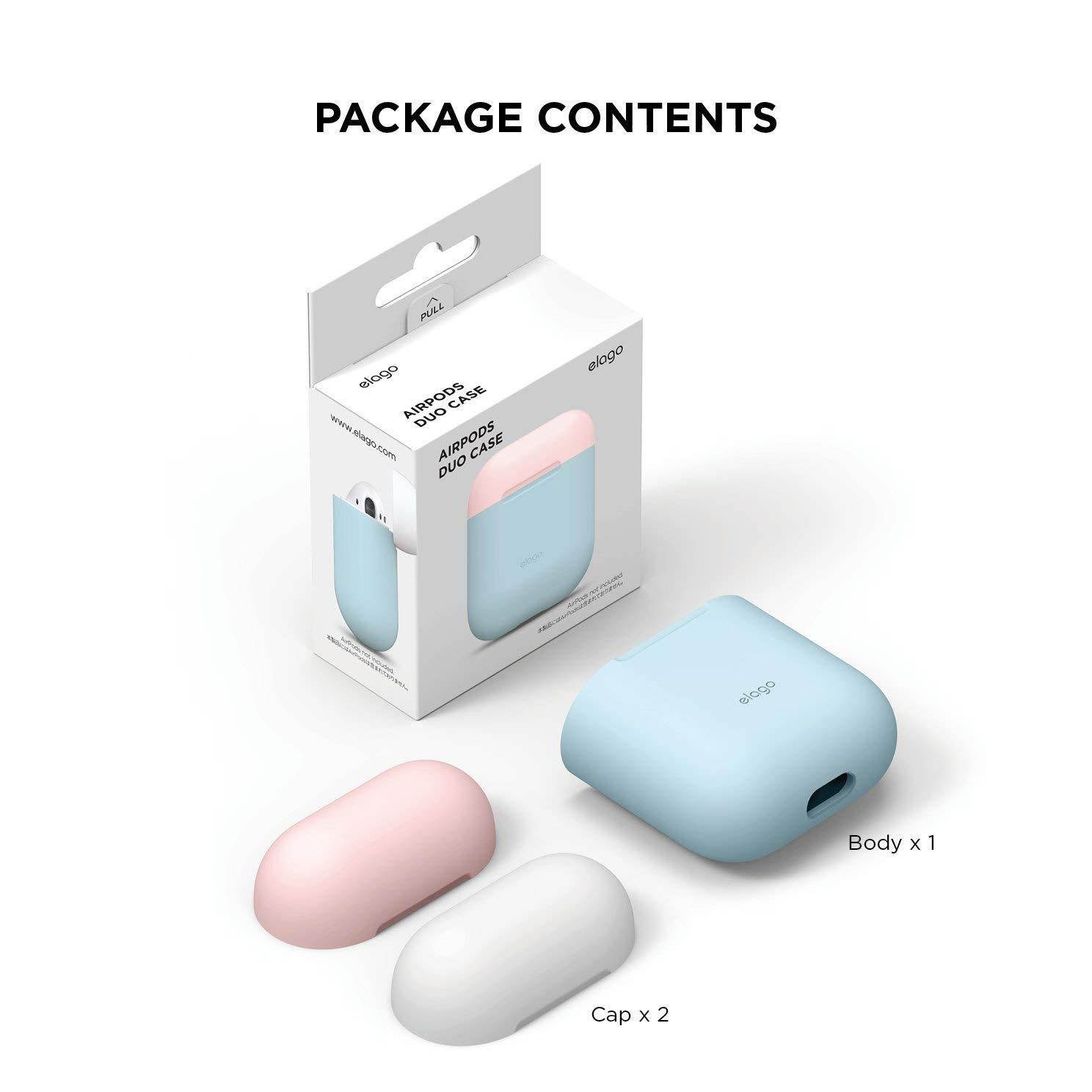 elago AirPods Duo Case [Body-Pastel Blue/Top-Pink, White] - [Extra Protection] [Hassle Free] - for Apple AirPods