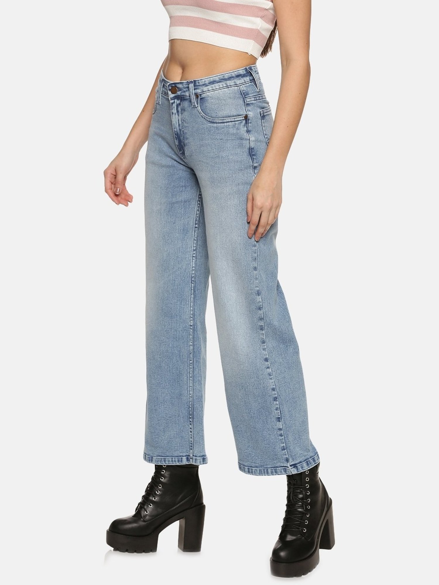 ISU Blue Cotton Mid Rise Jeans
