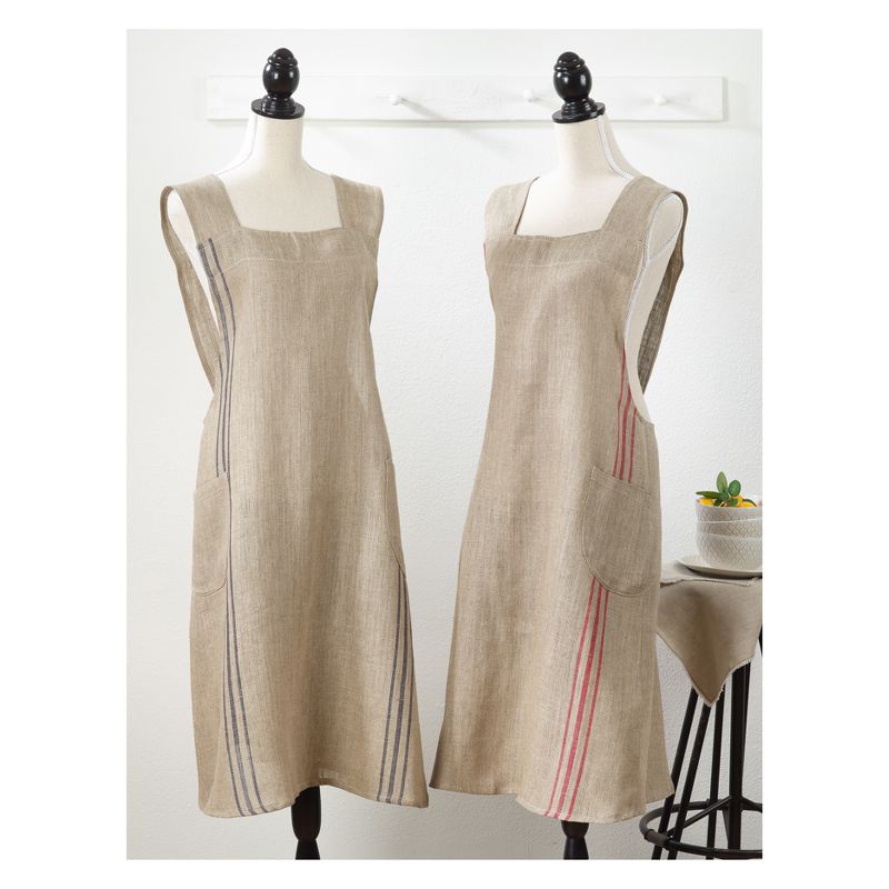 Chic Cuisine Slip-On Striped Cooking Apron 35"x28" Beige - Saro Lifestyle
