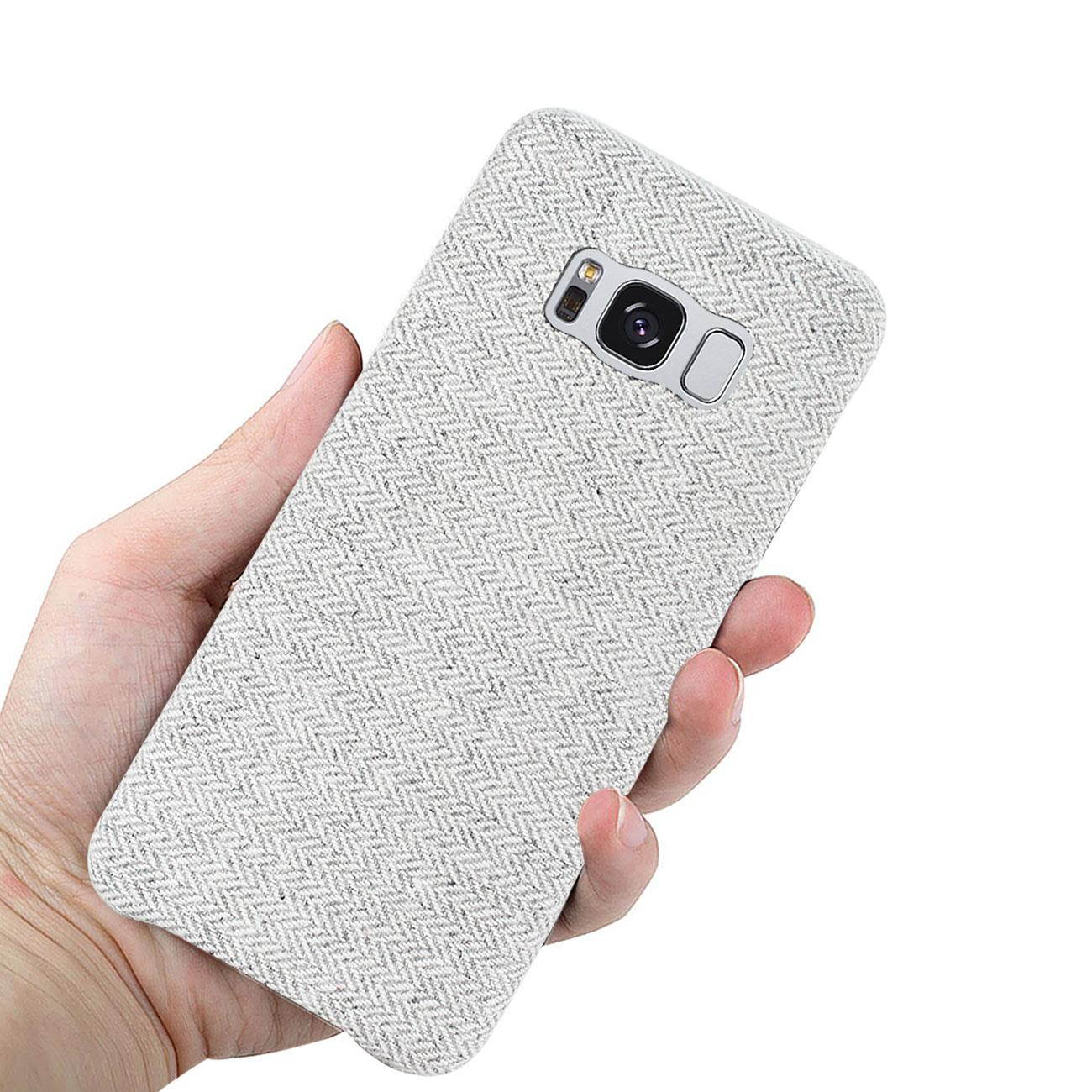 REIKO SAMSUNG GALAXY S8 HERRINGBONE FABRIC IN LIGHT GRAY