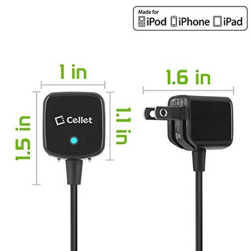 Cellet Folding Blade AC Wall Home and Travel Charger Compatible with iPhone 11 Pro Max Xs Max XR X 8 Plus 7 Plus 6S Plus 6 Plus iPad Pro Air Mini (Apple MFI Certified) Lightning Cable
