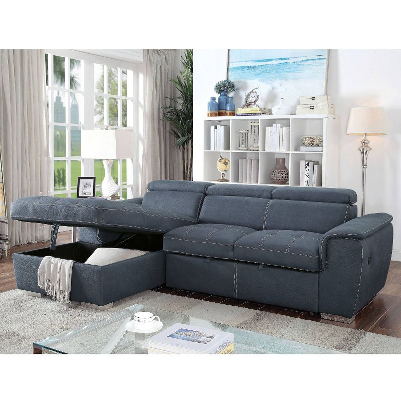 Mendecino L Shaped Sectional Bluish Gray - miBasics