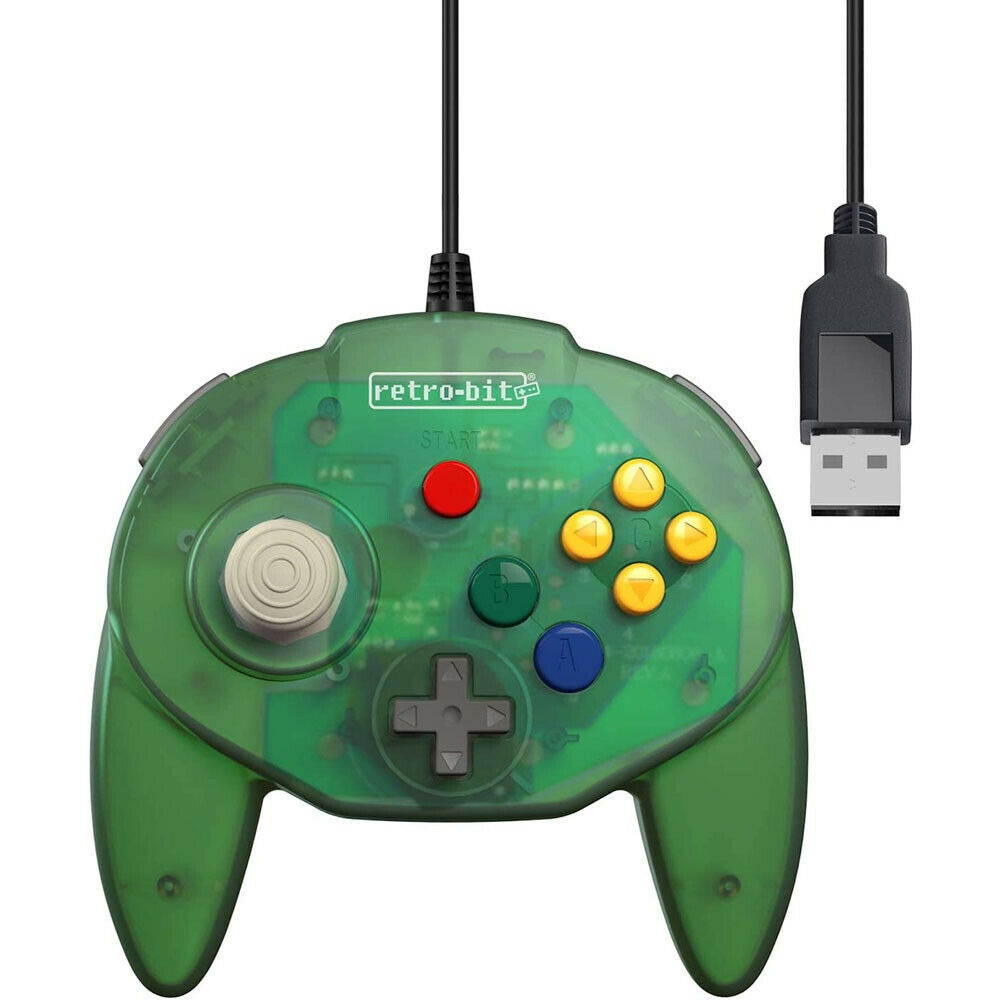 PC - GREEN TRIBUTE USB Gamepad Retro-Bit 10ft. Nintendo 64 N64 MAC Controller
