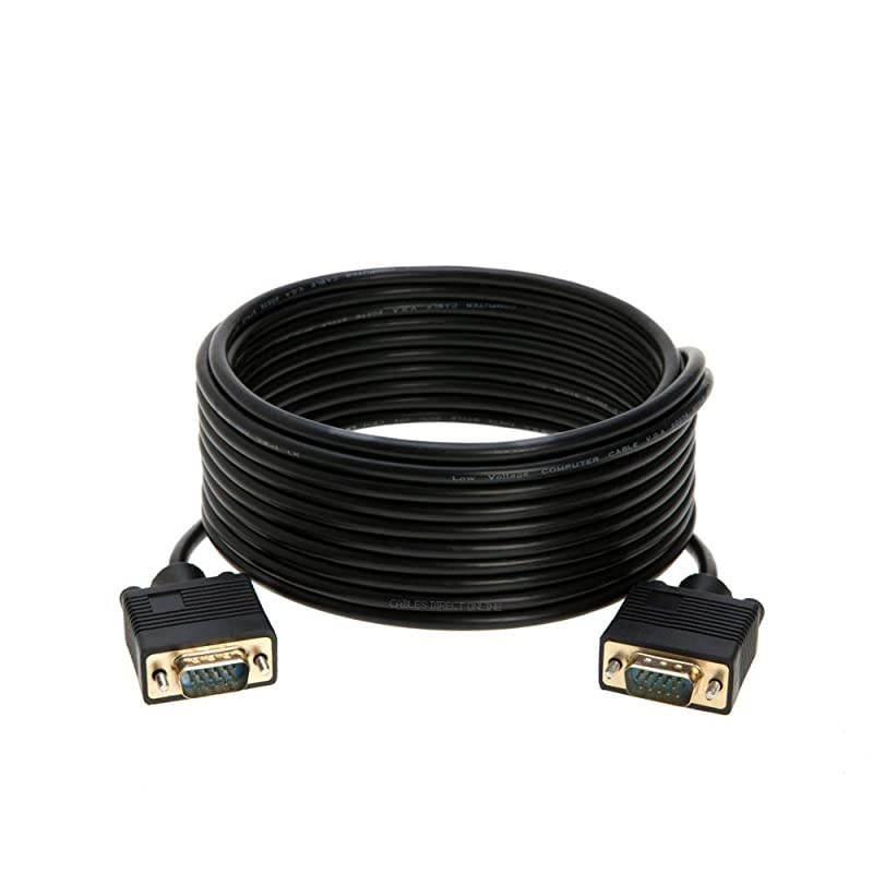 Direct Online 25FT SVGA Monitor Cable Male to Male 1080P Super VGA Display Cord for PC Projector Laptop TV