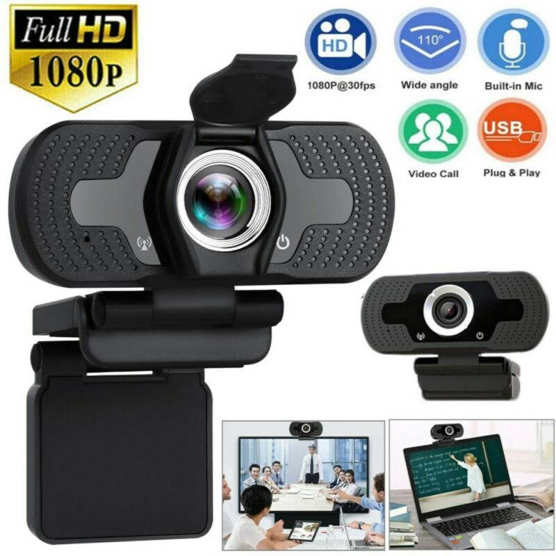 Bobora 1080P webcam for PC, full HD computer camera with cover, USB web cam with microphone, cover, streaming camera for Skype, Streaming, teleconference etc.