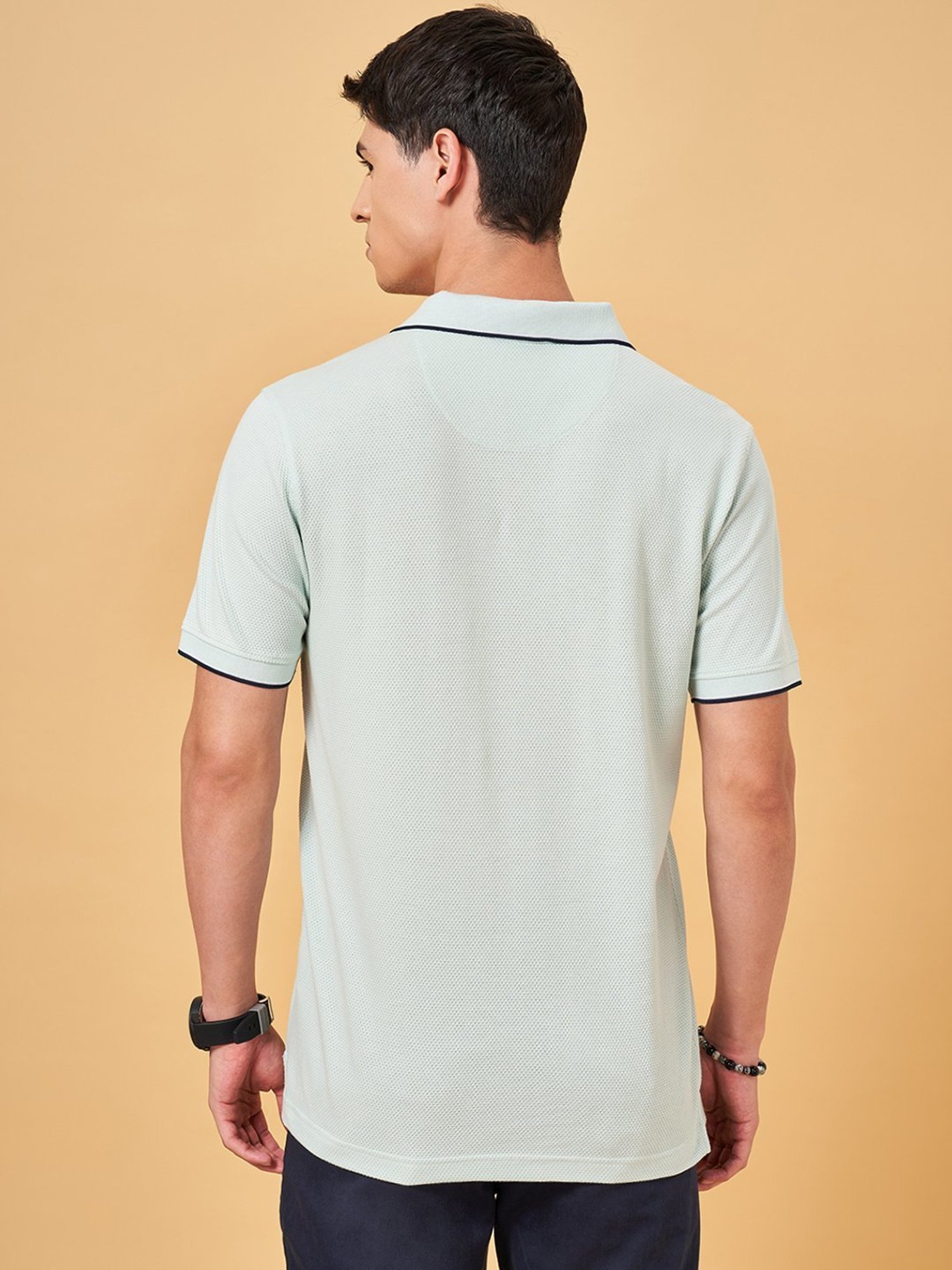 Byford By Pantaloons Turquoise Slim Fit Polo T-Shirt