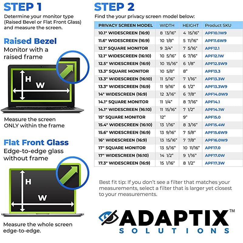 Laptop Privacy Screen 13.3&rdquo; &ndash; Information Protection Privacy Filter for Laptop &ndash; Anti-Glare, Anti-Scratch, Blocks 96% UV &ndash; Matte or Gloss Finish Privacy Screen Protector &ndash; 4:3 (APF13.3)