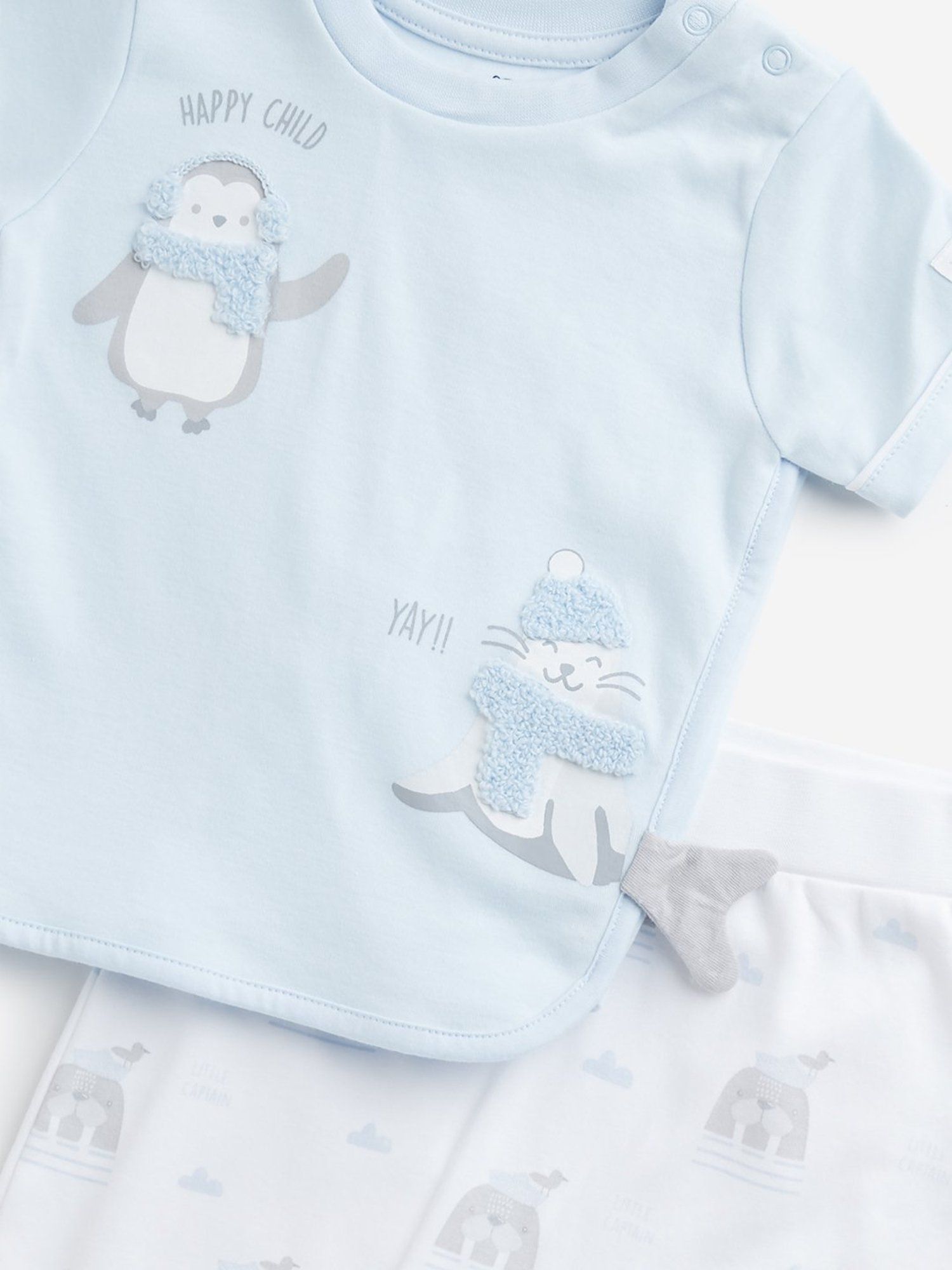 HOP Baby by Westside Light Blue Animal Print Cotton T-Shirt & Pants