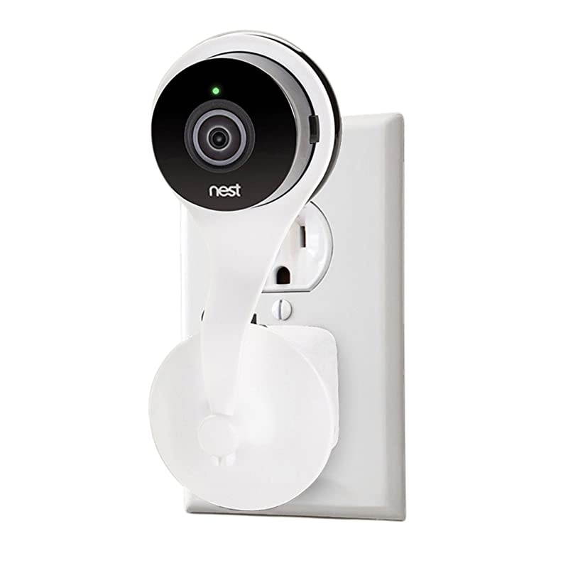 AC Outlet 360 Degree Mount Compatible with Nest Cam Indoor & Dropcam Pro (White)