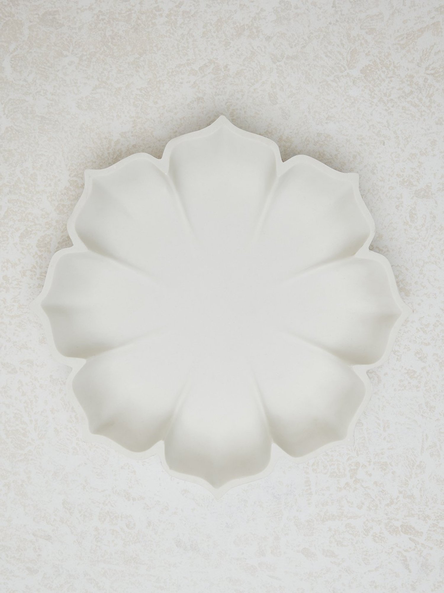 Westside Home White Marble Lotus Decorative Platter - Large
