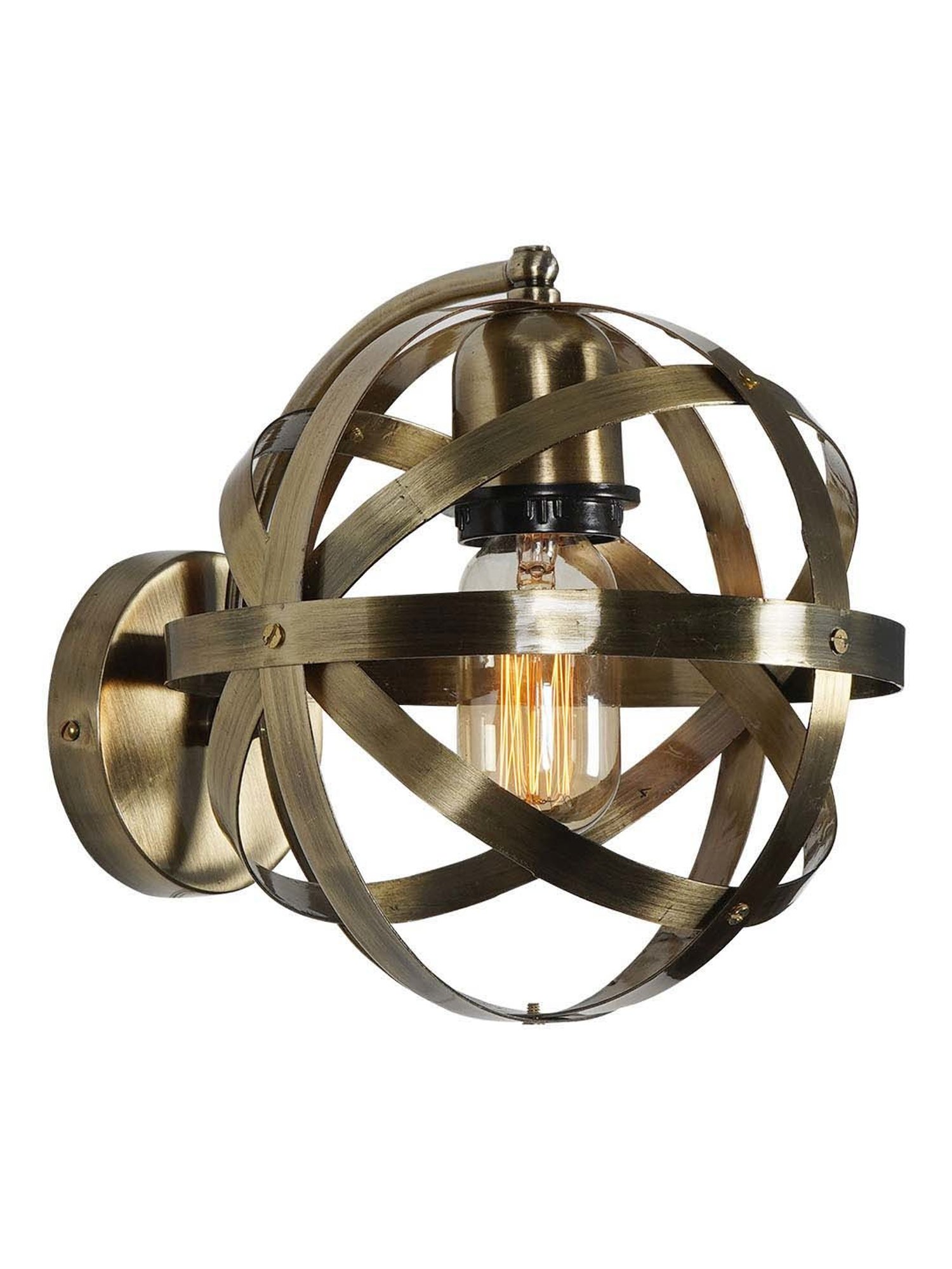 Fos Lighting 'Orb Cage' Antique Gold Steel Contemporary Wall Lamp - Set of 1