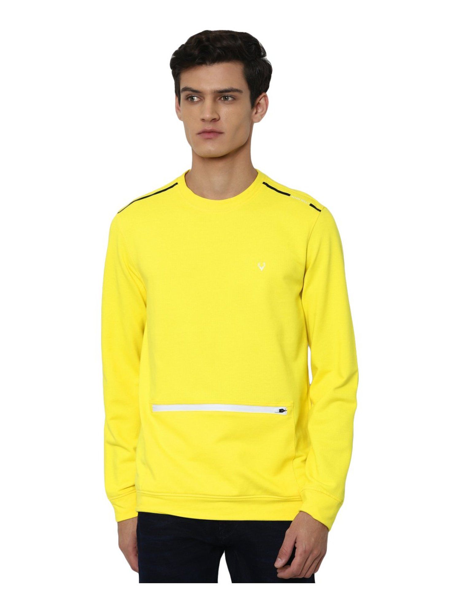 Allen Solly Yellow Cotton Regular Fit Sweatshirt