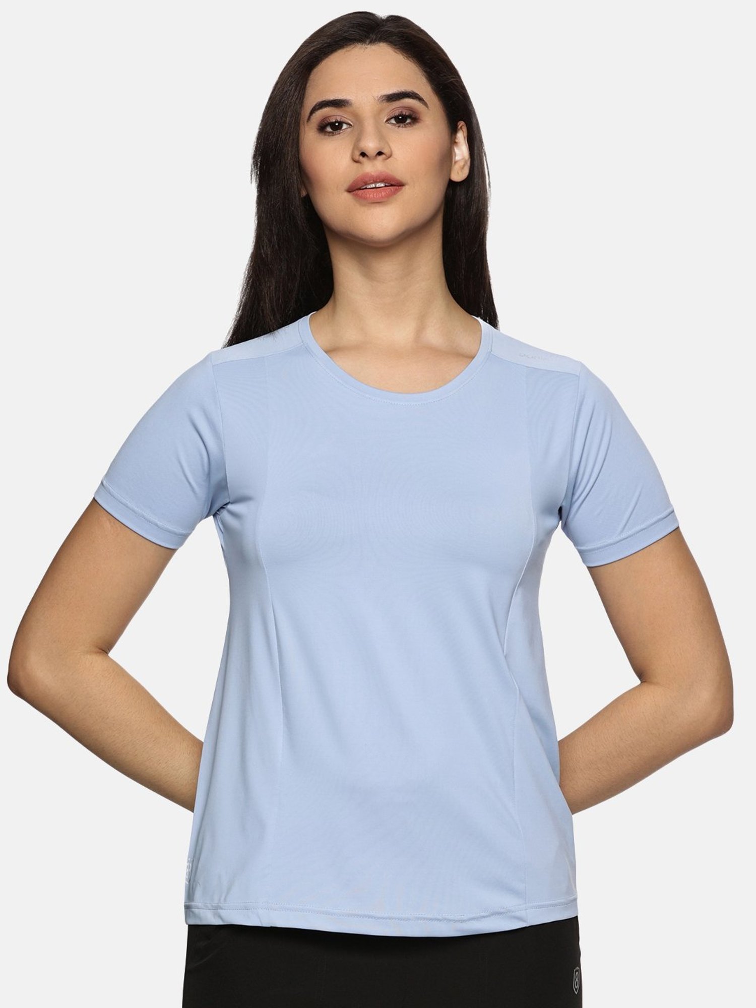 Domin8 Women Breathable Quick Dry  Regular Fit Sports T-Shirt (Sky Blue)
