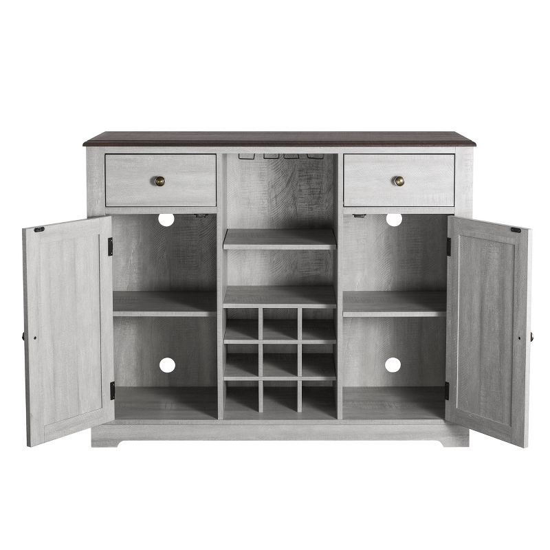 47" Wood Bar Cabinet with Brushed Nickel Knobs White - Home Essentials