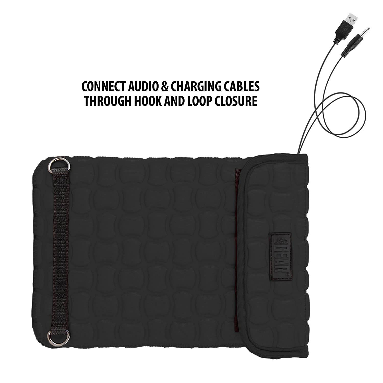 USA Gear Tablet Holder Case Compatible with iPad Mini 4 - Travel Bag Carry Cover with Built-in Capacitive Screen Protector & Adjustable Shoulder Carrying Strap fits iPad Mini Tablets (Black)