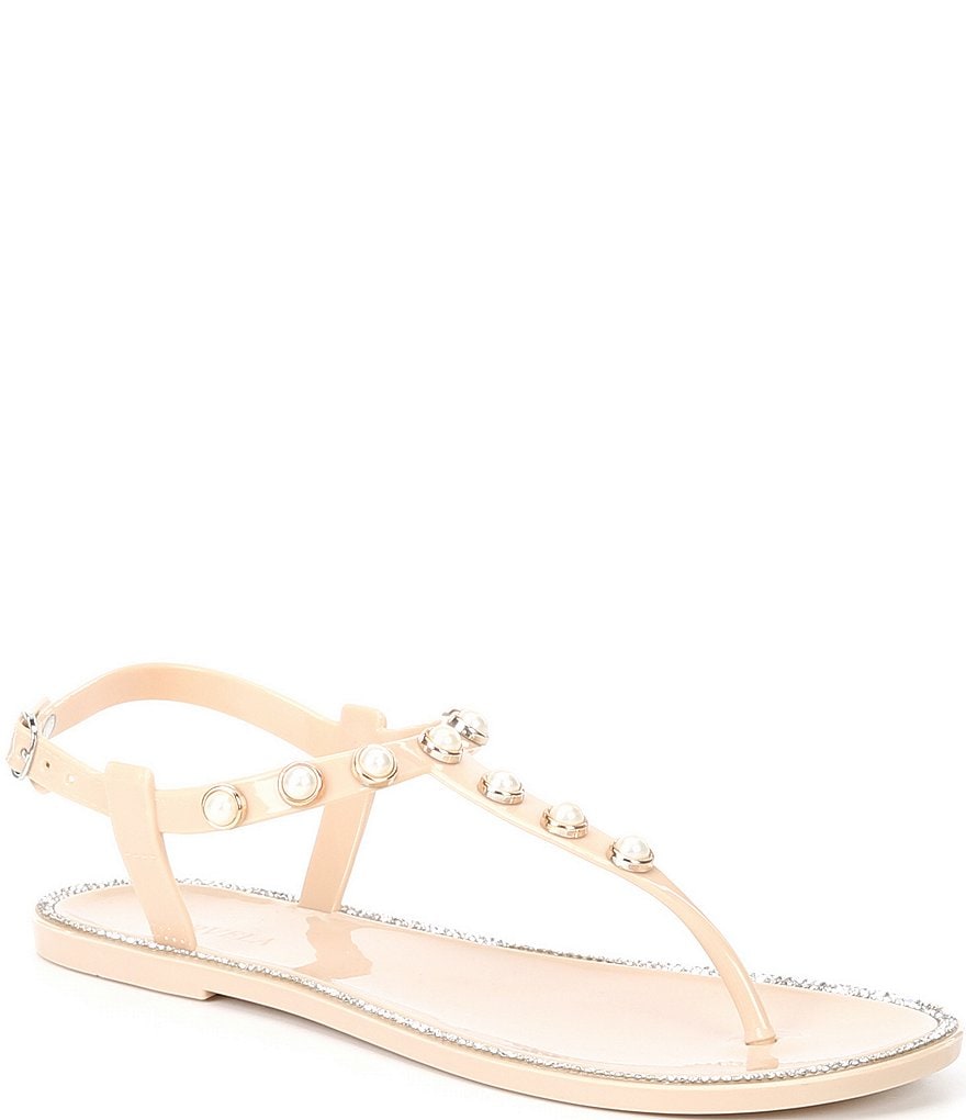 Carvela Kanga Faux Pearl Embellished Detail Jelly Thong Sandals